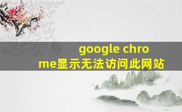 google chrome显示无法访问此网站